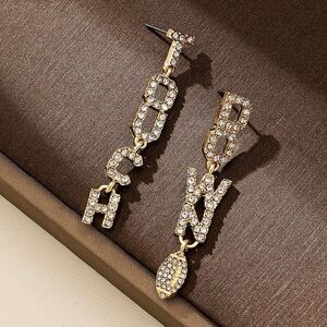 Buy now! Toucbdown rhinestone football earrings